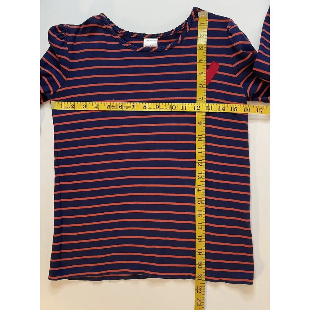 Hanna Andersson Striped Heart Long Sleeve Top Pima Cotton Size 12 150cm